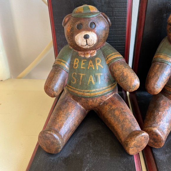 Vintage wooden bear bookends - Picture 5 of 11